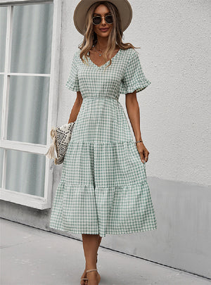 Plaid Temperament Big Swing Dress