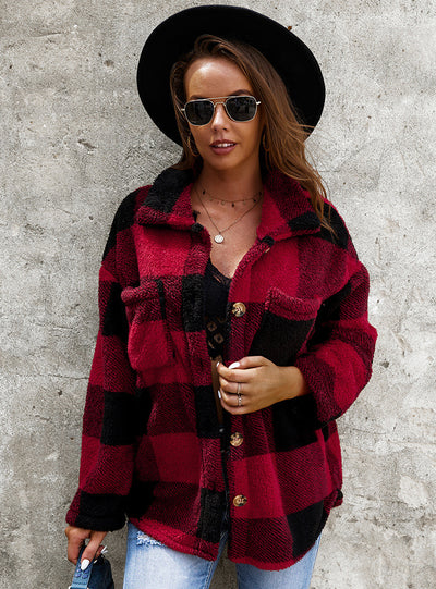 Women Winter Plaid Thick Coat