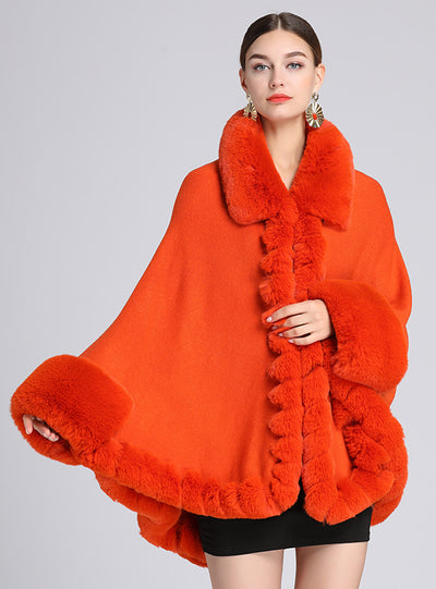 Wool Shawl Cape Knitted Fur Shawl