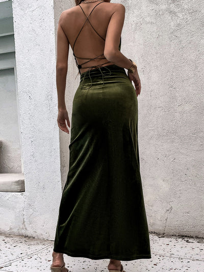 Sexy Holiday Backless Split Dress