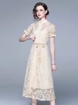 Retro Palace Lantern Sleeve Long Dress