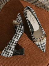 Houndstooth Pointed Shallow Heels