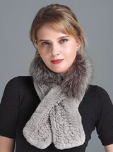 Rex Fur Scarf Women's Knitted Thick Warm