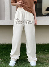 Embroidered Casual Wide-leg Letters Pants