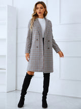 Women's Plaid Windbreaker Long Coat