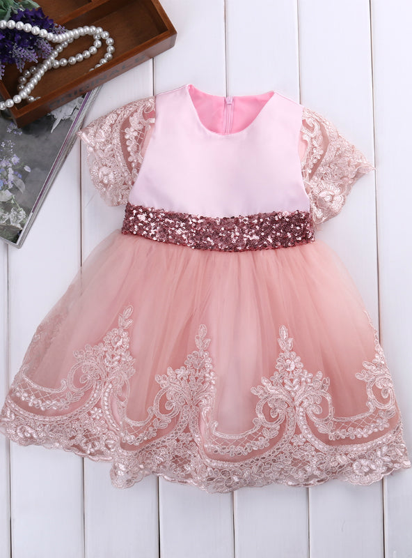 Princess Dress Short Sleeve Lace Bow Ball Gown – Lilacoo