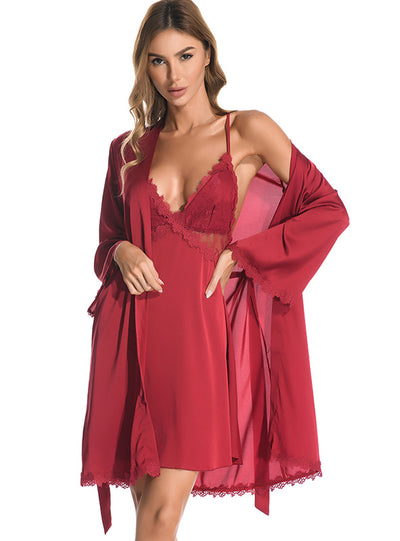 Silk Sling Lace Ice Silk Robe Bathrobe