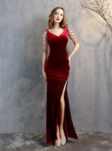 Mermaid V-neck Velvet Party Dress