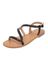 Fashion Retro Diamond Flat-bottomed Roman Sandals