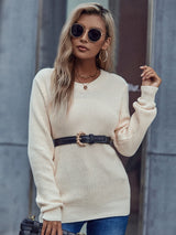 Solid Color Long Sleeve Round Neck Pullover