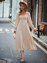 Long-sleeved Square Neck Dress