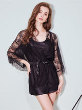 Black Ice Silk Sling Nightdress Suit