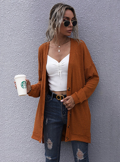 Long Sleeve Cardigan Button Sweater Coat