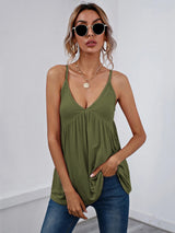 V-neck Sleeveless Straps T-shirt