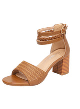 Fishbone Thick Heel Shoes Woven High Heel Sandals