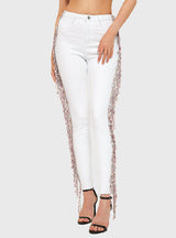 Flashes Beads Pants White Jeans