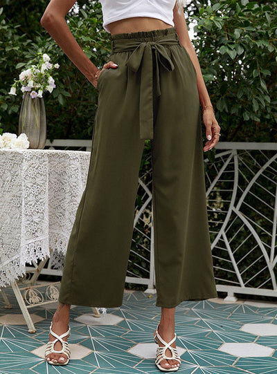 High-waisted Cropped Trousers Wide-leg Pant