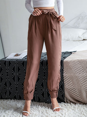 Nine-point Lace-up Casual Pant