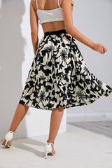 High Waist Printed Chiffon Skirt