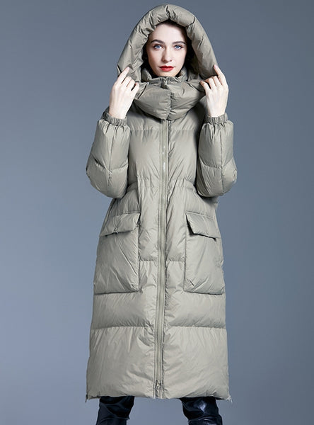 Loose Hooded Long Padded Down Jacket