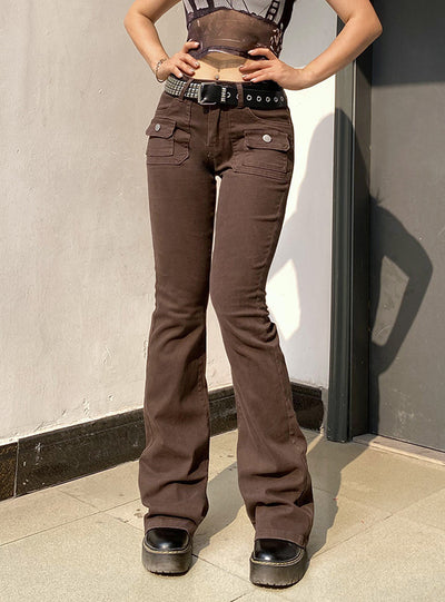 Low-waisted Slim Denim Trousers Jeans