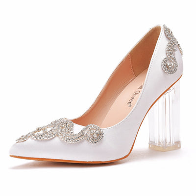 Transparent Square Pointed Wedding Heel Shoes