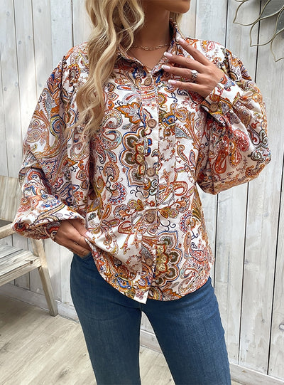 Fashion Puff Sleeve Print Shirt