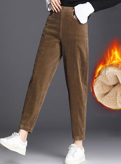 Plush Thick Casual Pants Women's Corduroy Warm Pants