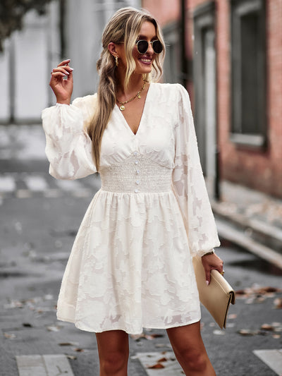 V-neck Long Sleeve Casual Dress