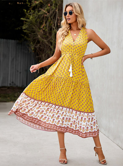 Bohemian Leisure Holiday Print Dress