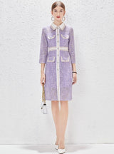 Purple Shirt Long Sleeve Lace Dress