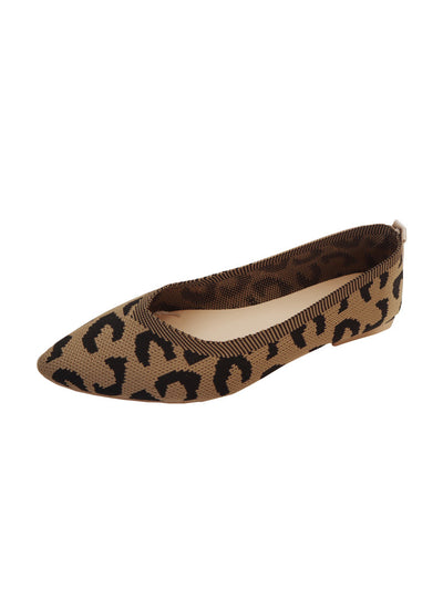 Shallow Knit Leopard Flat Shoes