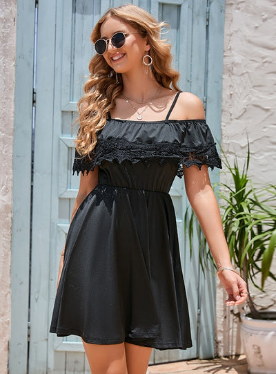 Off the Shoulder Lace Straps Dress