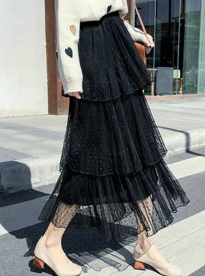 Women Pleated Skirt A Mesh Cake Skirt