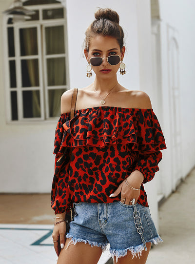 Leopard Print Off the Shoulder Top