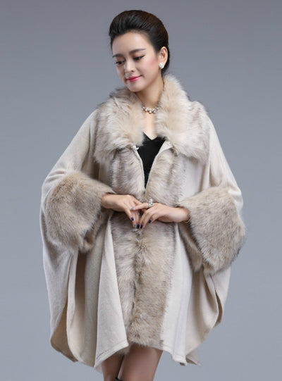 Fur Shawl Coat Knitted Cardigan Shawl Cloak