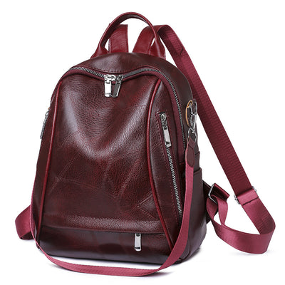 PU Outdoor Travel Leisure Soft Leather Retro Backpack