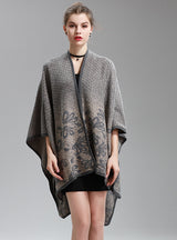 Women's Split Napped Jacquard Shawl Long Knit