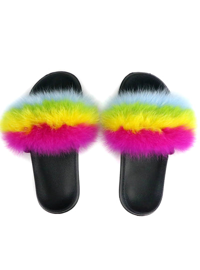 Winter Fluffy Fur Slippers Women Real Fox Fur