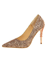 Metal Shallow Mouth Pointed Sequins Shoes