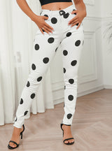 Women High Waist Polka Dot Pants