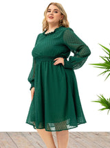 Large Size Women's Long Sleeve Chiffon Dress