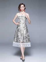 Three-dimensional Relief Jacquard Embroidery Retro Dress