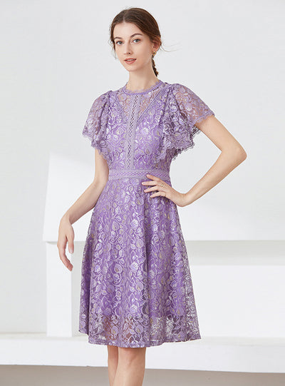 Lace Flying Sleeve Slim Dress