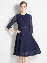 Slim Waist Lace 3/4 Sleeves Dress