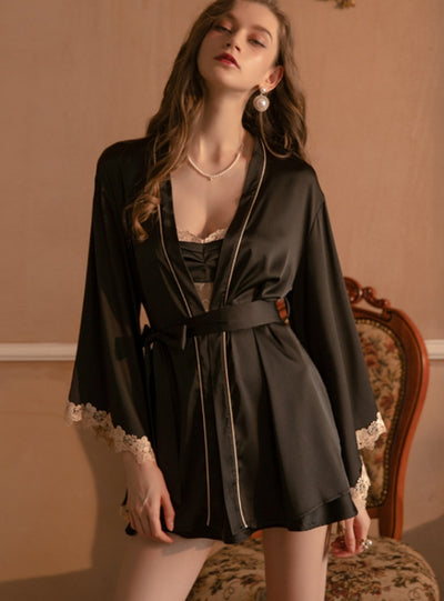 Embroidered Satin Ice Silk Nightgown