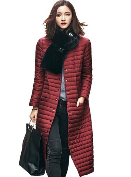 Light Down Jacket Women Long Puffer Coat 