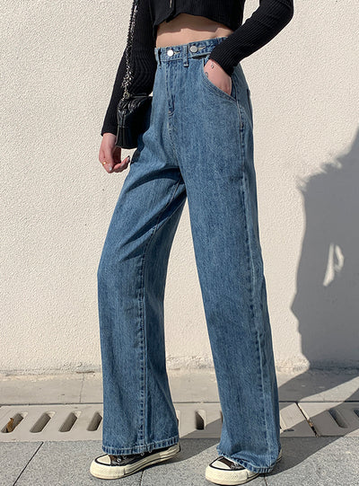 Woman Jeans High Waist Wide Leg Denim Blue Pants