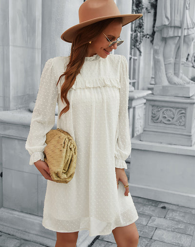 Jacquard Wool Ball Flowing Dress