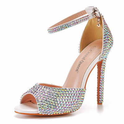 11cm Fish Mouth Rhinestone High-heeled Sandals